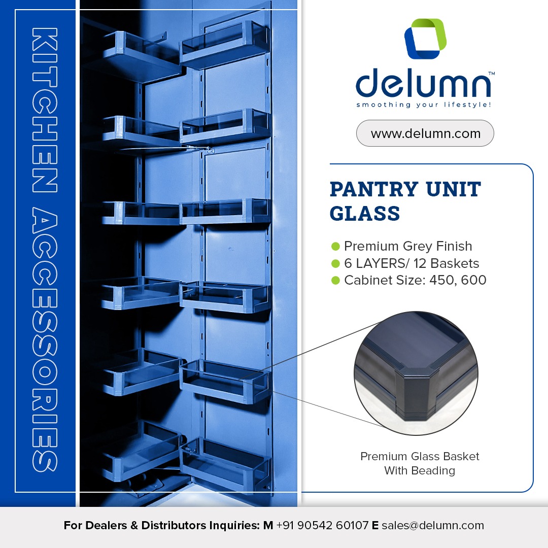 Effortless organization meets timeless style. Find your kitchen solution with #DELUMNINDIA's Glass Pantry Unit.
#Delumn #DelumnSurat #DelumnKitchenAccessories #ModularKitchenAccessories #KitchenAccessories #StorageSolutions #GlassPantryUnit #KitchenSolutions #KitchenFittings