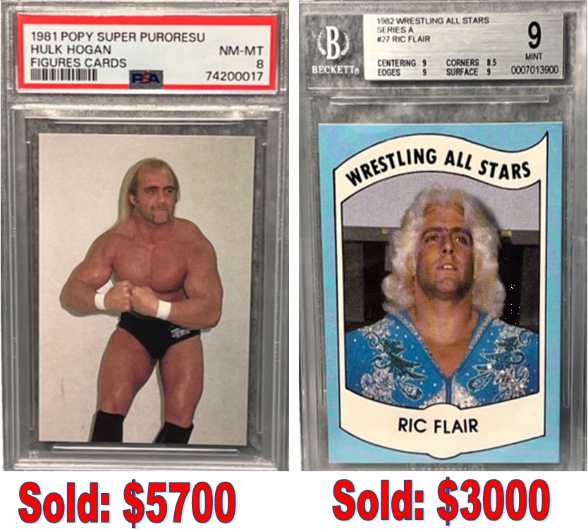 Thanks to @BWilliams469 for sending me these two huge sales from last night. Classic high end wrestling cards have been killing it lately!!