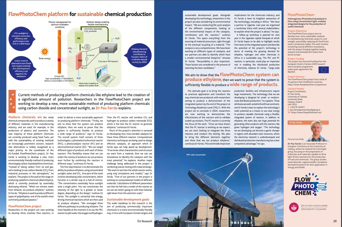 #ICYMI 

A lovely two-page spread highlighting the @flowphotochem Project appeared in @EU_RESEARCH!   

flowphotochem.eu/flowphotochem-… 
@EU_HaDEA🇪🇺
