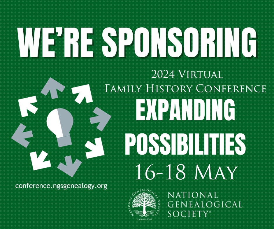APG is pleased to sponsor the #NGS2024GEN conference, 16-18 May 2024 online via Whova. Join us and register today! conference.ngsgenealogy.org