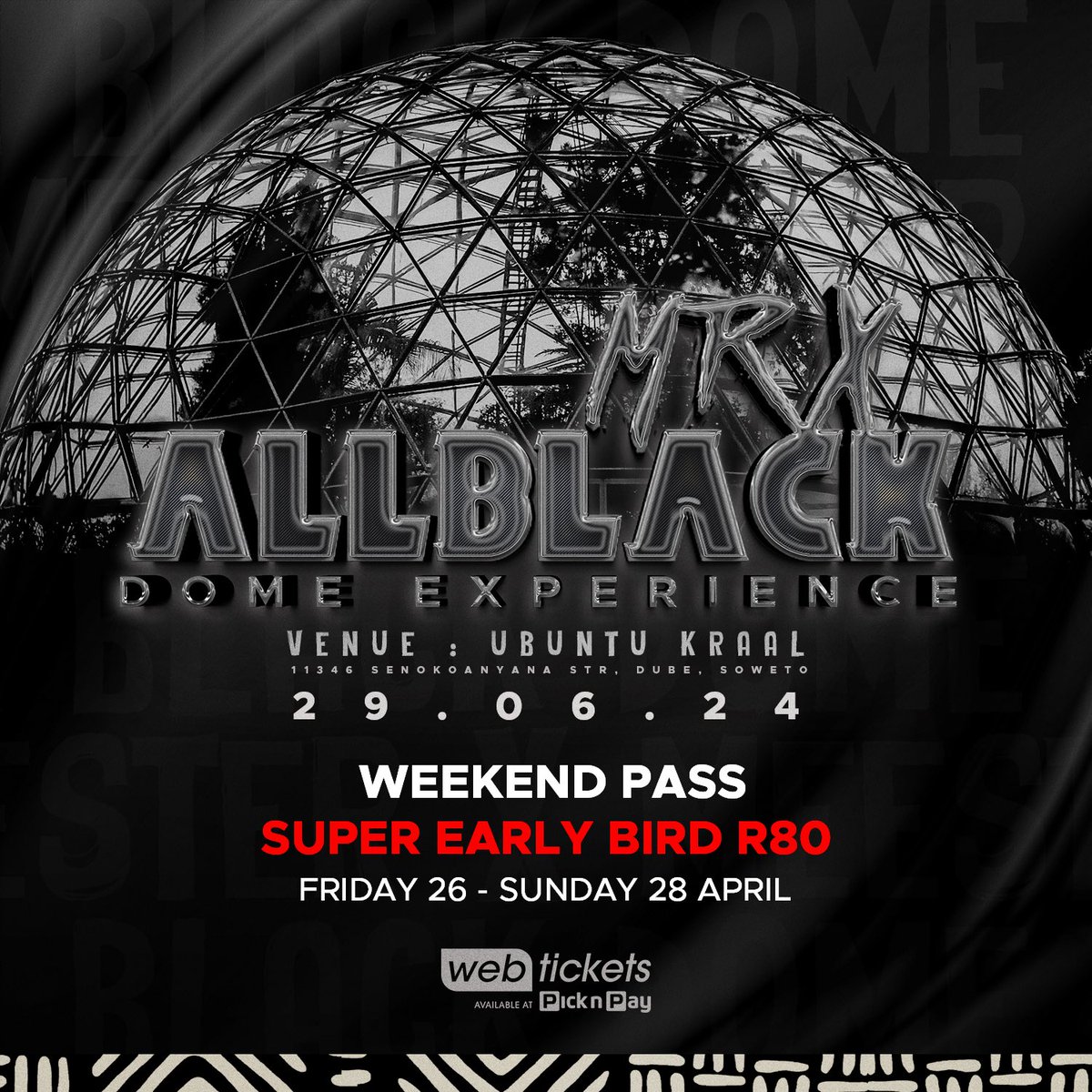 My dollies and I are excited to get our paws on @Deejay_MrX #MRXAllBlackDomeExperience early bird tickets! 🕺🏾🤭 For this weekend ✨only✨ tickets are R80. Get yours ✨now✨ 🎫🔗: webtickets.co.za/v2/event.aspx?…