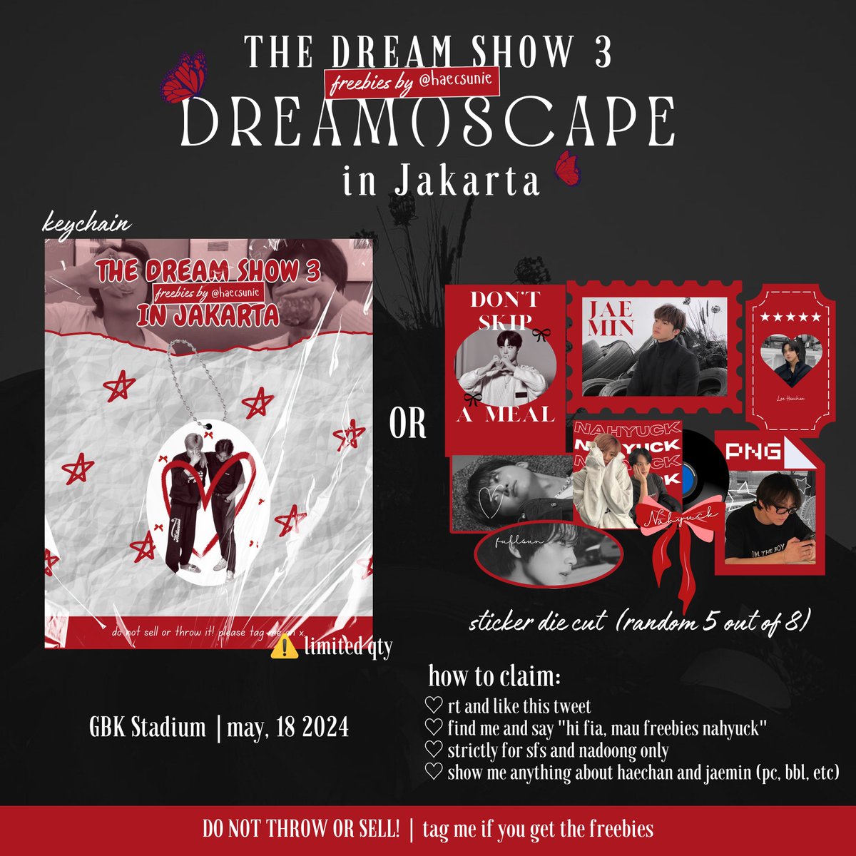 rt & like are appreciated♡

༘♡ FREEBIES THE DREAM SHOW 3 IN JAKARTA ༘♡
— by @haecsunie ୨୧

🗓 : May 18, 2024
📍 : GBK Stadium
⏰️ : TBA

see youuu<3

#THEDREAMSHOW3_IN_JAKARTA
#NCTDREAM_THEDREAMSHOW3
#TDS3INJAKARTA