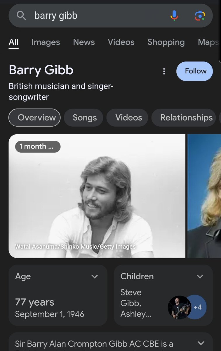 I love that this picture comes up when I Google Barry Gibb! It is much better than the picture that was previously there 😆🥰 #BeeGees #BarryGibb