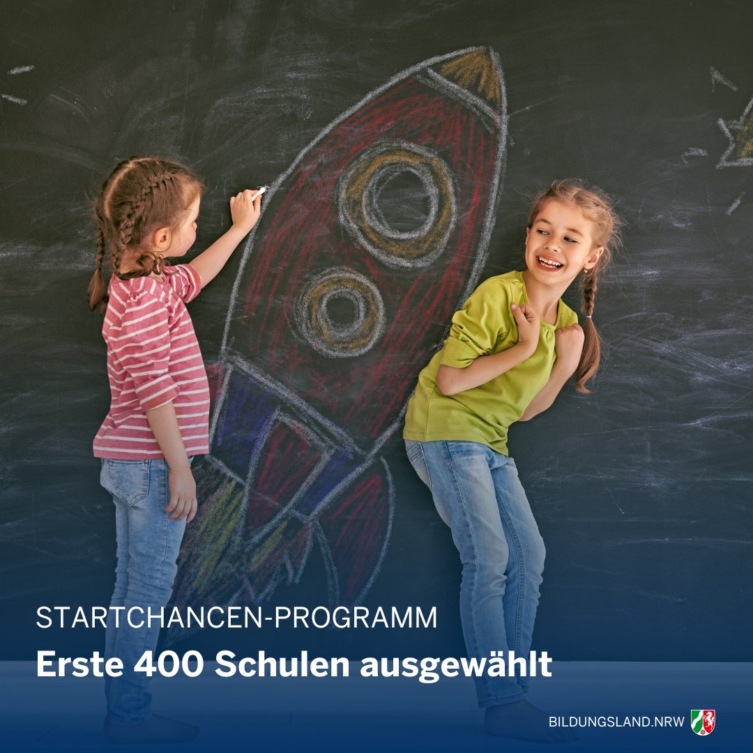 Das #StartchancenProgramm nimmt Fahrt auf! 🚀 400 Schulen im #BildungslandNRW sind ausgewählt und können bis Mitte Mai entscheiden, ob sie ab dem kommenden Schuljahr 2024/2025 am Programm teilnehmen. 1/4