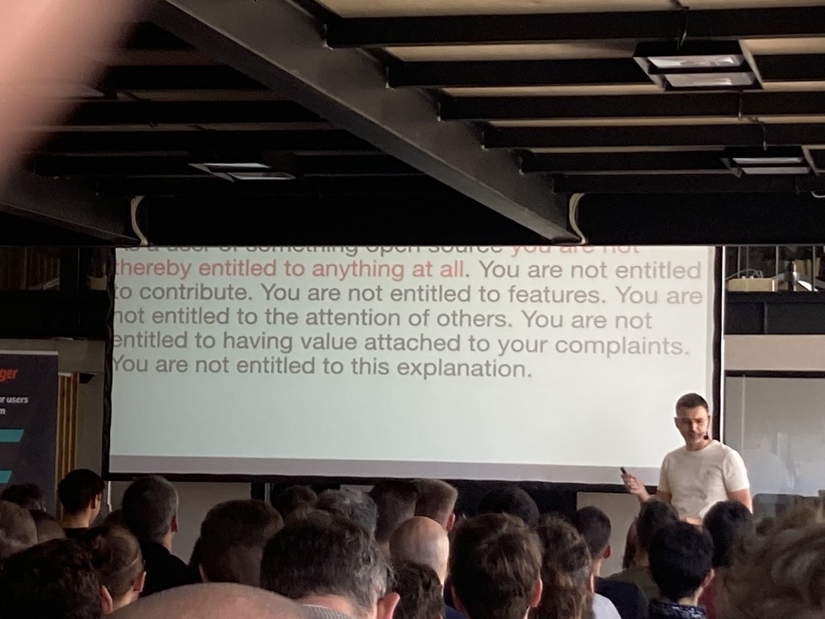 Awesome talks at <a href="/BalkanRuby/">Balkan Ruby</a> this morning by <a href="/inazarova/">Irina Nazarova</a> <a href="/adrianthedev/">Adrian Marin 🥑 avohq.io</a> <a href="/bbatsov/">Bozhidar (Bug) Batsov</a>  resonated with all of them in different ways #ruby