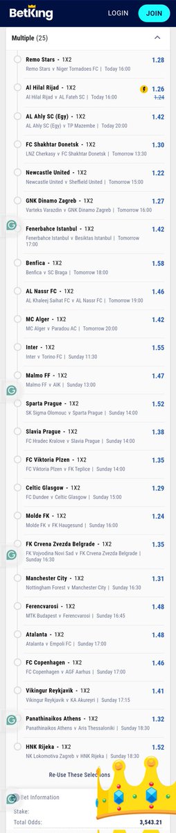 BOOOM WEEKEND STARTERS @BetKingNG booking codes⤵️ BHJEP ➡️➡️➡️ 9k odds D8T1R ➡️➡️➡️ 3.5k odds FYF2T ➡️➡️➡️ 1.3k odds EMSH5 ➡️➡️➡️ 50 odds ASF43 ➡️➡️➡️ 22 odds PICK n PLAY Register & Play⤵️ betking.com Telegram Channel⤵️ t.me/booomnation #ThatBetKingFeeling