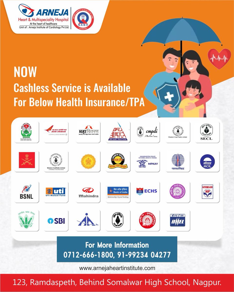 Experience seamless healthcare at Arneja Hospital – NOW offering cashless services for the following health insurance/TPA providers:
#infrastructure #ambulanceservice #pharmacy #emergencyfacilities #medicalservices #healthinsuranceplan #healthinsuranceadvisor
