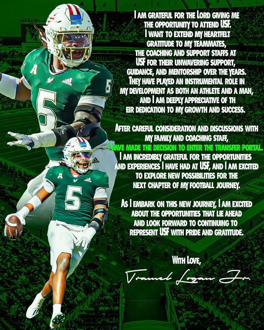 I can’t thank yall enough bull nation for the memories and relationships I built with people throughout my 4yrs here. I will cherish it until the rest of my days. USF have help impact my life in so many ways. Moments I can never forget, Much Love Always ..💚🖤