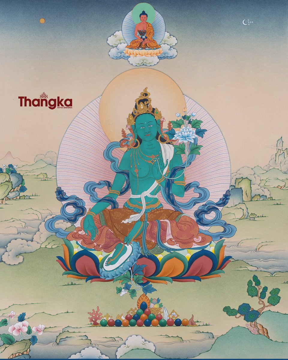 𝐌𝐨𝐭𝐡𝐞𝐫 𝐆𝐫𝐞𝐞𝐧 𝐓𝐚𝐫𝐚

In the tapestry of Buddhist iconography, Green Tara stands as a vibrant and compassionate figure, guiding seekers towards a path of liberation and selflessness. 

#greentara #mothertara #bodhisattva #thangkaart #thangkaartforliberation