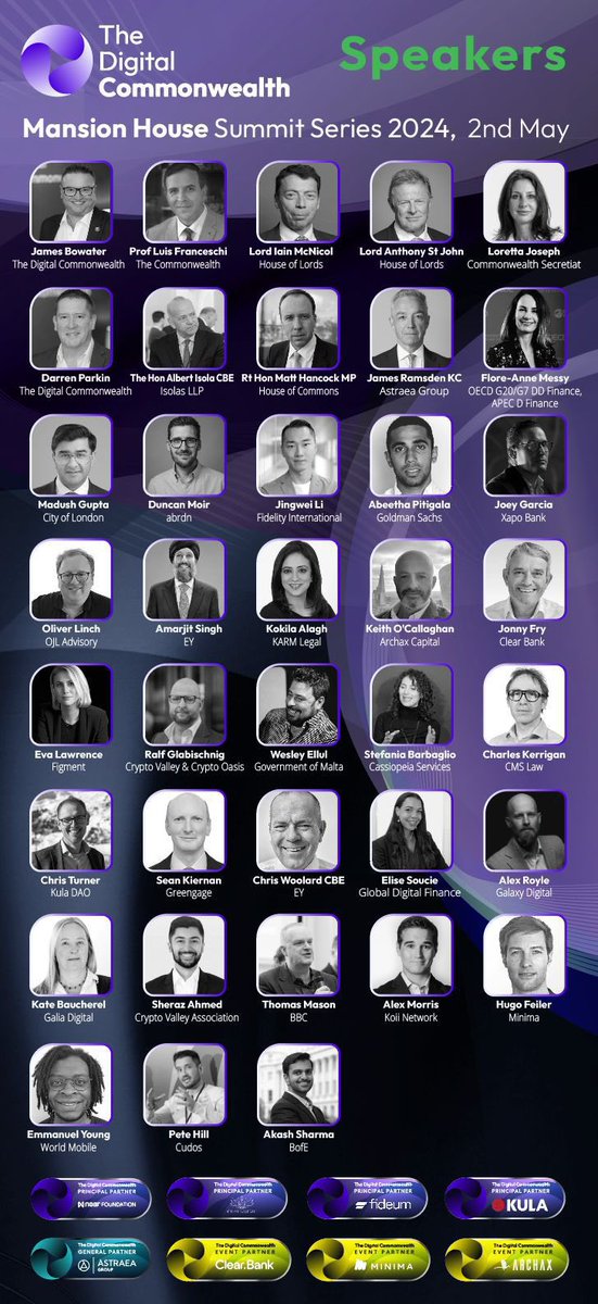 A look at our stellar lineup for the Mansion House Summit next week ✨ Hear from the best in Web3, Crypto, Fintech and Regulations Get your tickets 🎫 lu.ma/4o3st270