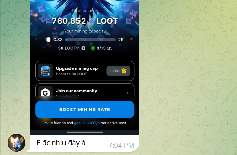 Micaetran_TCX's tweet image. Ae đào $LOOT ddeensd đâu rồì. Nâng cấp tốc độ lên mà đào.  đàng nào pool cũng có hạn. vàng đấy chả để làm gì đâu nha. Dự án có  backed by @BinanceLabs 

⛏ Link đào : t.me/gamee?start=re…  

Chăm chỉ ắt thành chín quả :)))