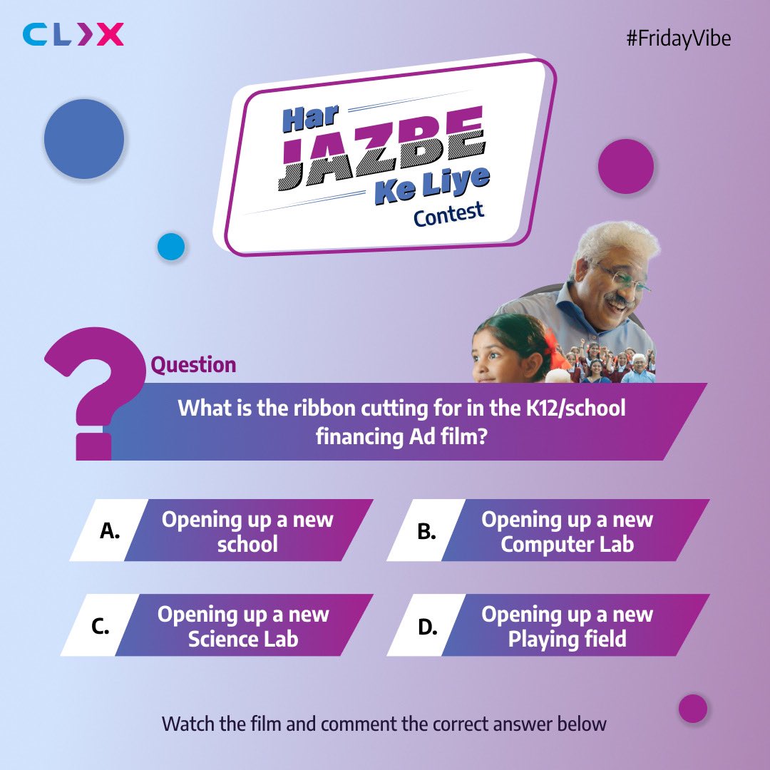 #ContestAlert Get ready to win big with Clix Capital! Our contest is back, giving you the chance to score Amazon vouchers. Watch our latest digital films and guess the right answer. Clix Capital, Har Jazbe Ke Liye #FridayQuiz #Challenge #Fintech #NBFC #Finance #Loans