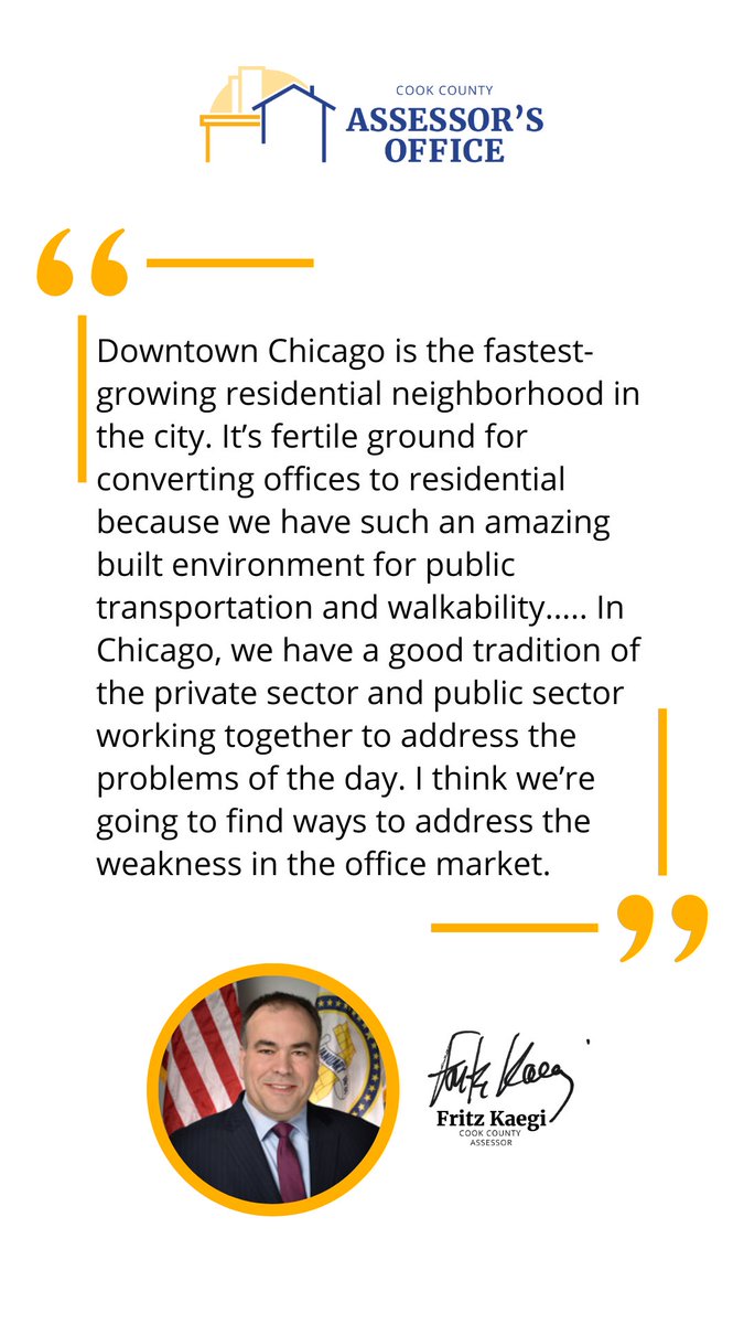 'In Chicago, we have a good tradition of the private sector and public sector working together to address the problems of the day. I think we’re going to find ways to address the weakness in the office market.' Read Assessor Kaegi's interview with ULI: urbanland.uli.org/issues-trends/…