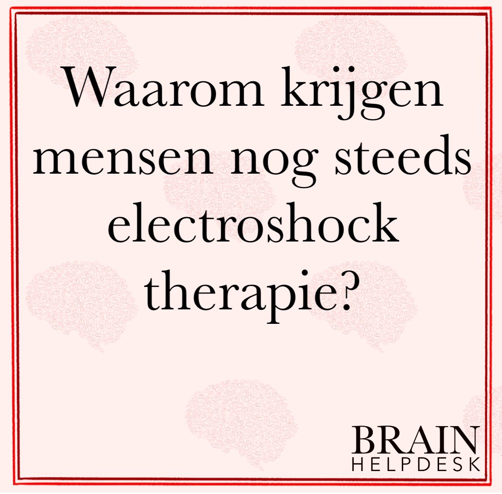 Waarom krijgen mensen nog steeds #electroshock #therapie? Antwoord door Dominique Scheepen van @amsterdamumc #AmsterdamUMC, redactie door Sjoerd Murris: brainhelpdesk.ru.nl/answers/1339 Heb jij ook een #vraag? Stel deze bij de #BrainHelpDesk wij komen met een #antwoord!