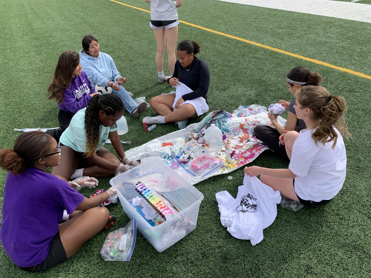Last week of the regular season included some yoga and Varsity tie-dying our unity shirts. Come out tomorrow to Seacrest at 9:00 AM as we host a Sub-District match for the first time in school history! #GoFalcons #AltaVolare