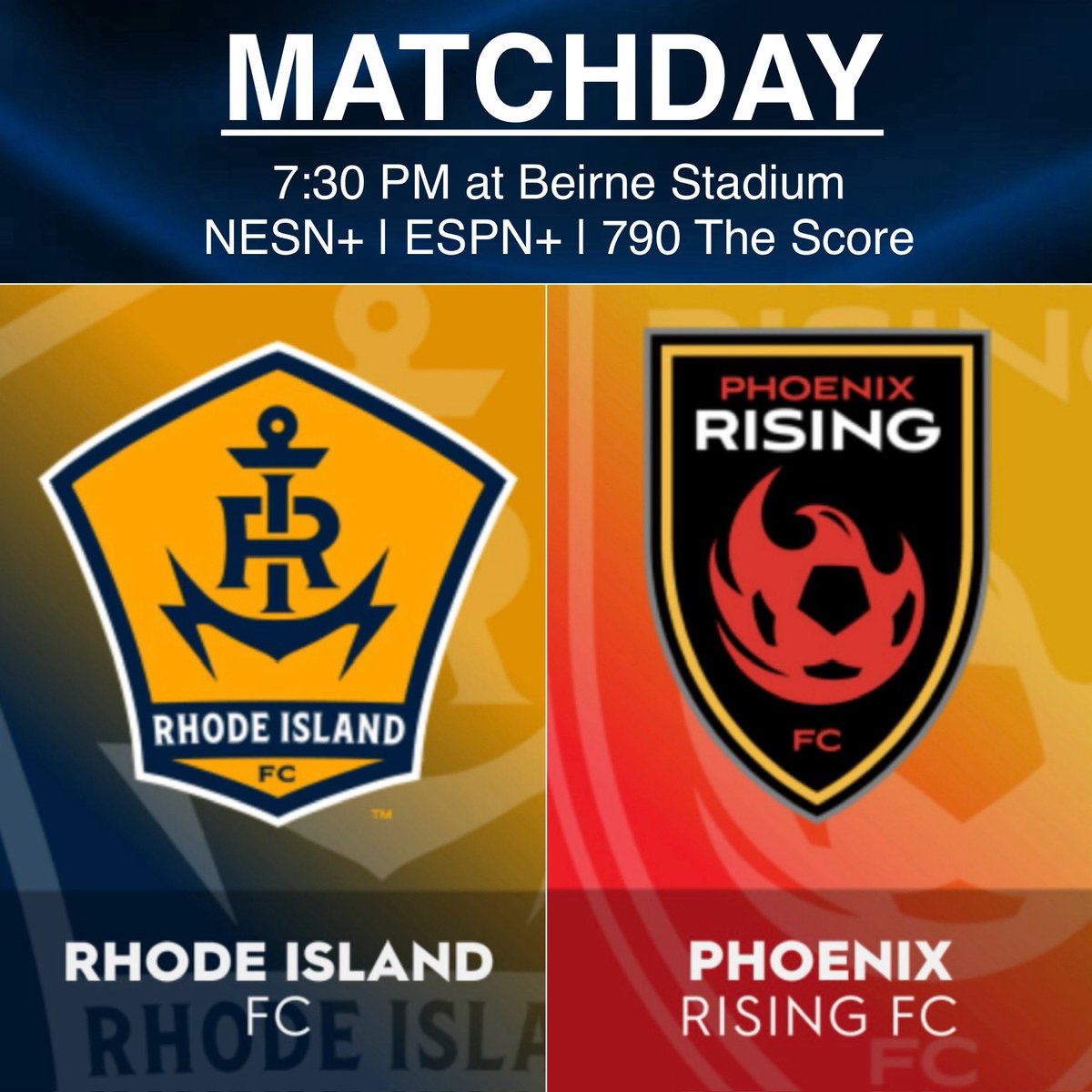 7️⃣ MATCHDAY 7: ⚓️ Rhode Island FC vs Phoenix Rising ⏰ 7:30 PM ET 🏟️ Beirne Stadium at Bryant University 📍 Smithfield, RI 📺 NESN+ 💻 ESPN+ 📻 790 The Score ⚽️ 2024 USL Championship Season #RIvPHX #RIFC #USL