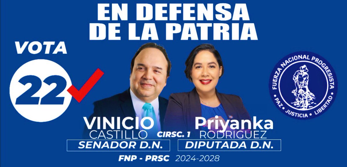 Representarán firmemente👇la agenda y las propuestas legislativas de la Fuerza Nacional Progresista @FNPoficial en el Congreso Nacional. Férrea defensa de nuestra República Dominicana y sus valores cristianos de Vida, Familia y Nación. @VinicioSenador Senador y @PriRodriguezM…