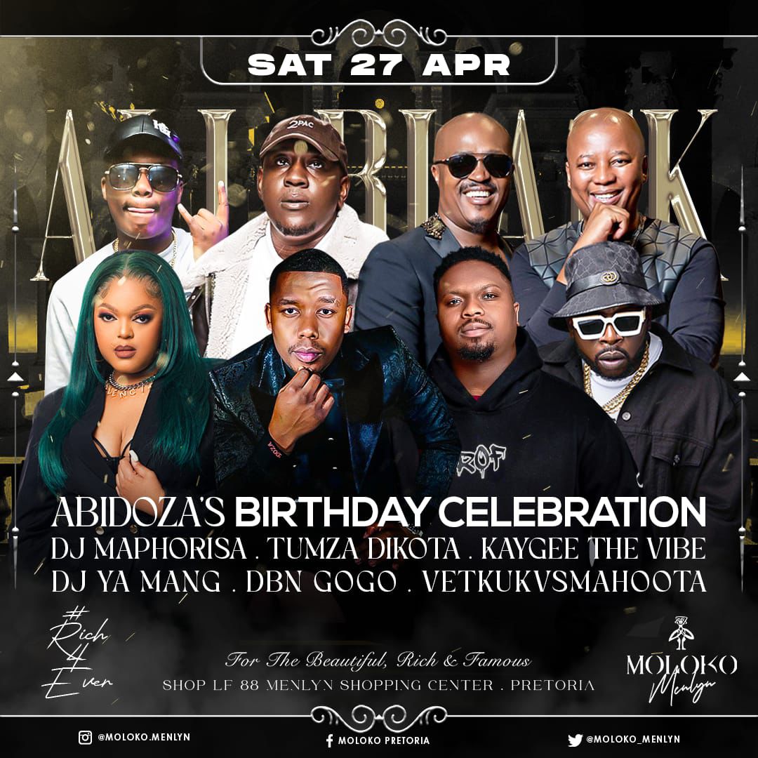 #molokofridays @SPHEctacula birthday with @Thuli_P @blxckie___ @MsCosmoSA @TjaroSuperstar #Rich4everSaturdays @Abidoza_SA x @monty_denalane birthday shandis @djmahoota @DjMaphorisa @Vetkuk @DBNGOGO @Djyeankeyz @mutombo_lionel @KingMus09263594 let's rock Kabza | Thabo Bester |