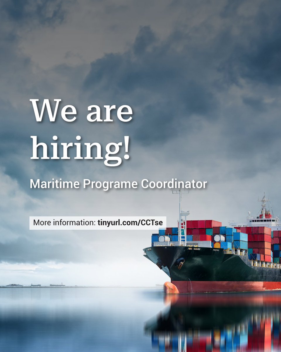 🌊 We're hiring! Step up as our Maritime Program Coordinator and help steer the maritime sector towards sustainability. 🚢 ✅ Strategy development ✅ Stakeholder engagement ✅ Impactful leadership More info: bit.ly/CCTMaritime