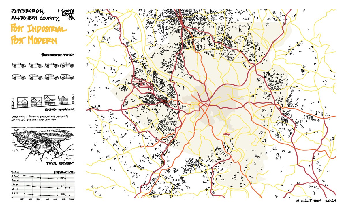 A qualitative map of different eras of urbanization in Pittsburgh, Allegheny County and Southwest PA.