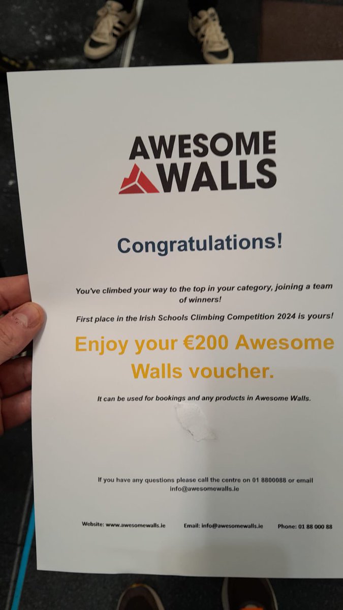 Super achievement Ballyfermot Youthreach: 1st prize in a 6 week climbing challenge!!! Well done to the wonderful learners, Paddy, Paul and all staff.  @CityofDublinETB @ThisisFet @SOLASFET @ESF_Ireland