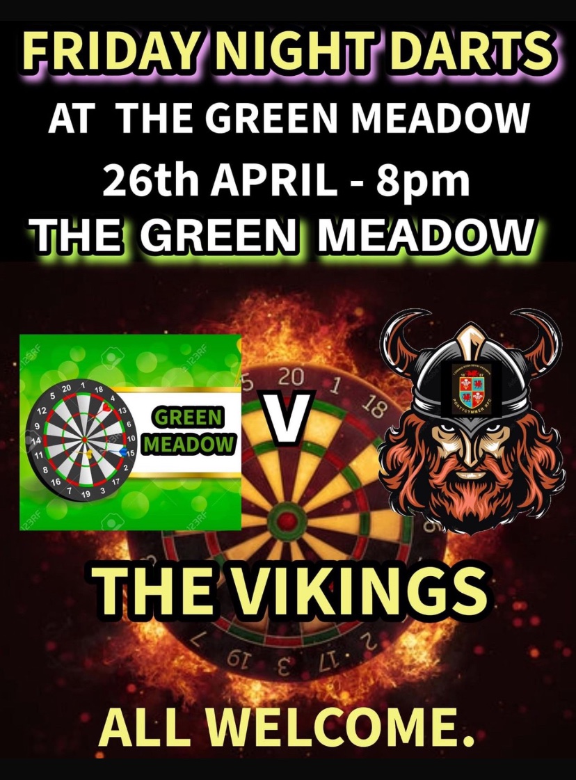 🎯🎯FLIGHT NIGHT🎯🎯 Tonight our dart’s boy’s make the short trip down the valley to face The Green Meadow 🔰