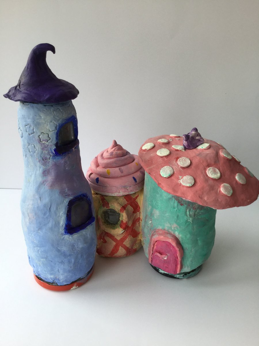 Amazing Gaudi inspired DAS Clay houses, created by our year 8's: Ellyson, Aneya, Katie and Eshaal. We love their really imaginative and colourful designs. #NWCArt #WhereGirlsLearnWithoutLimits #Dasclay