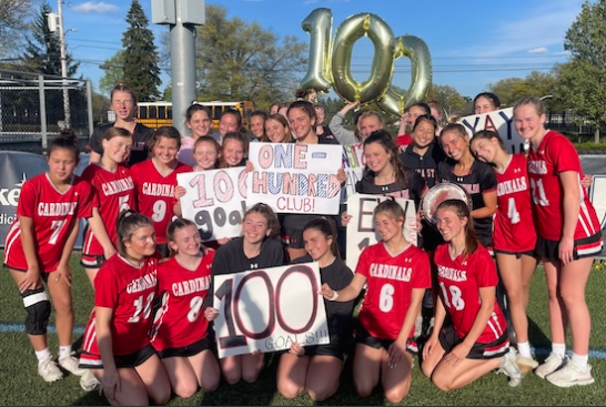 AvaShohen's tweet photo. Huge congrats to teammate #AnnaDiMartile for her 100th career goal and the win.  Cards 12-1 on the season. https://t.co/8Xg022bNwK
