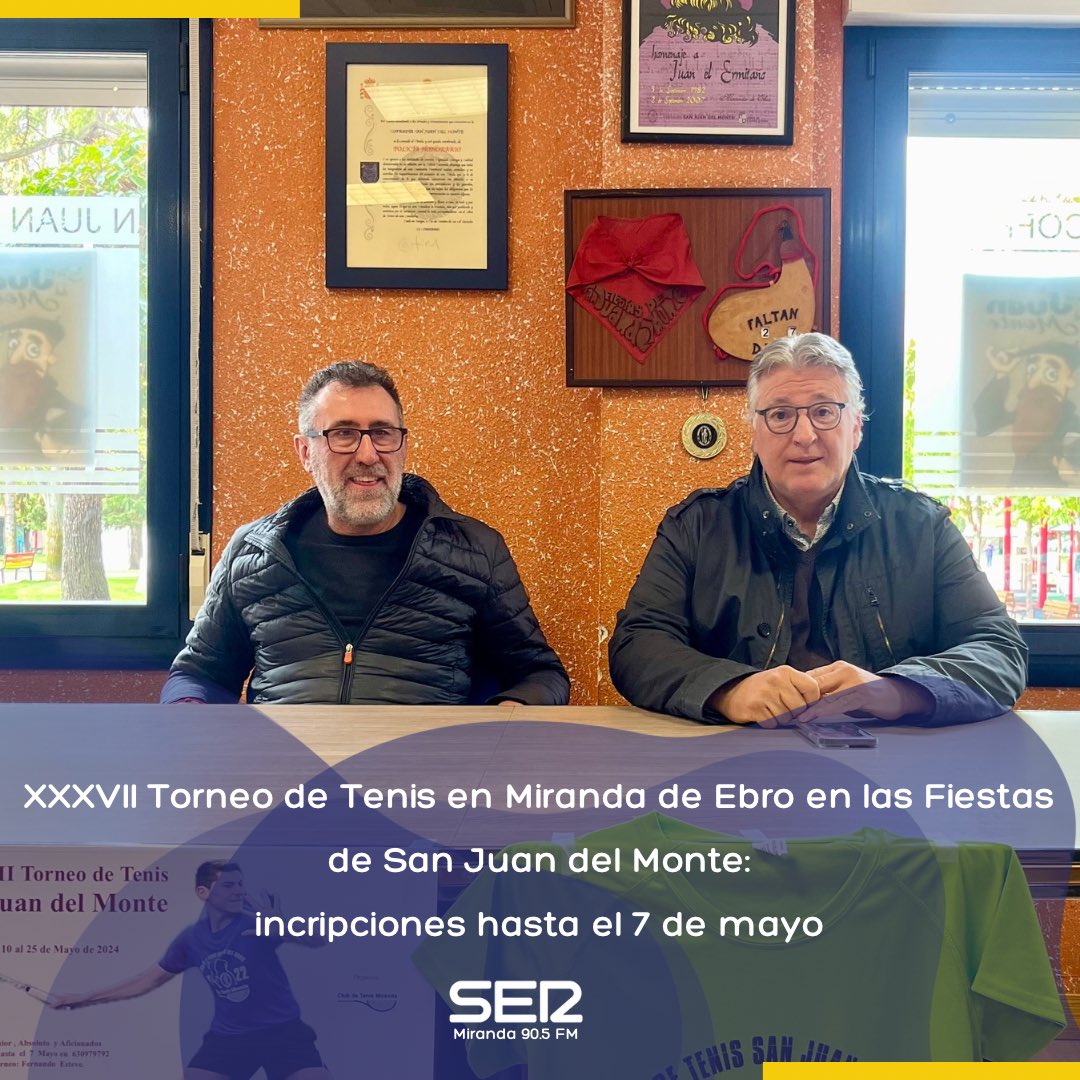 🎾 El XXXVII Torneo de Tenis de San Juan del Monte en Miranda de Ebro arranca del 10 al 25 de mayo. Categorías para federados y no federados. Las inscripciones están disponibles hasta el 7 de mayo. #TenisMiranda2024 #SanJuanDelMonte 🚀