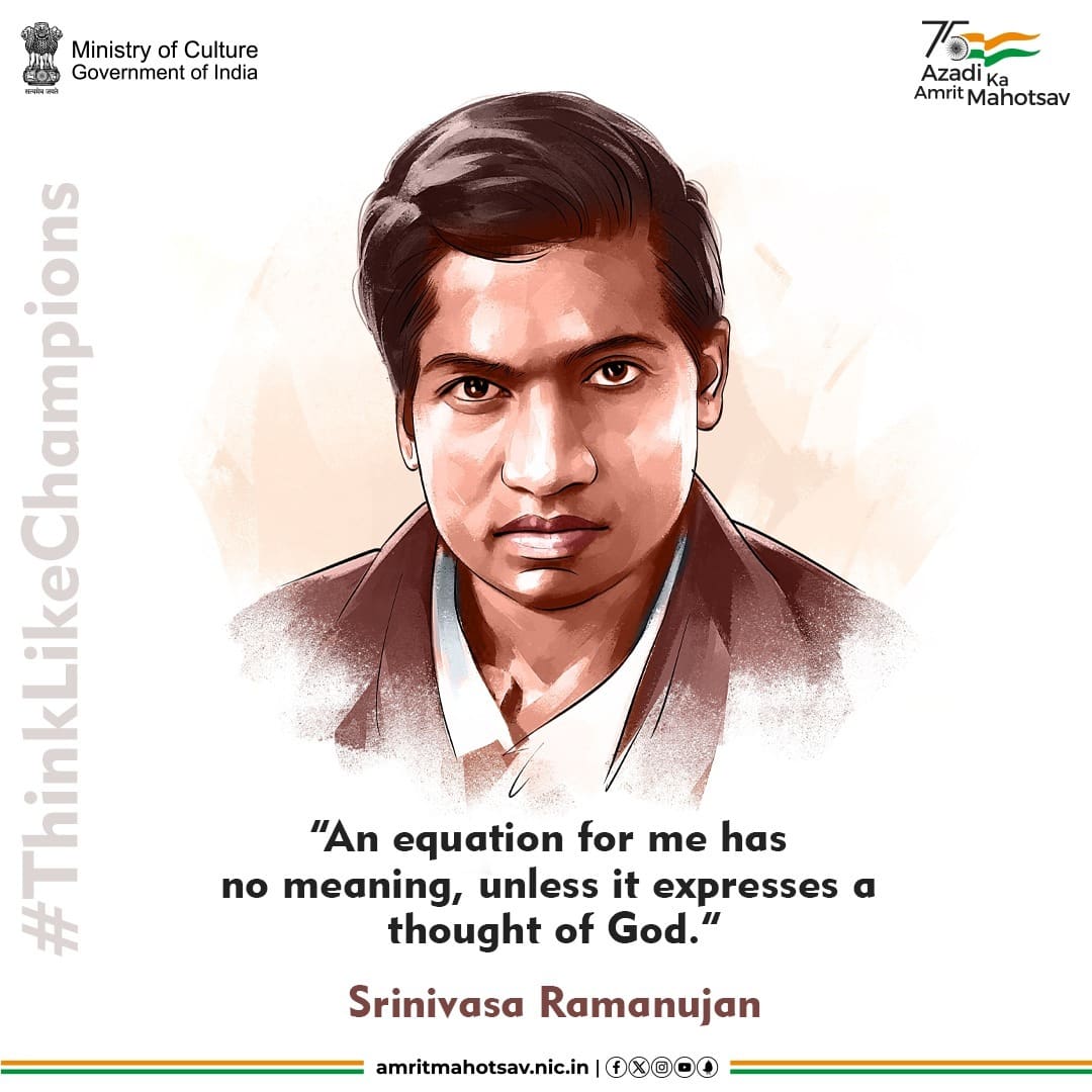 Remembering the man who knew infinity, #SRamanujan on his death anniversary today. #AmritMahotsav #ThinkLikeChampions #MainBharatHoon