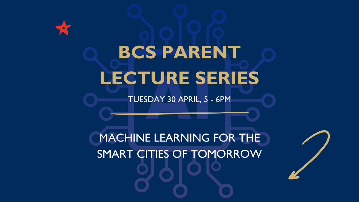 Join us on Tuesday 30 April for a BCS Parent Lecture on 'Machine Learning for the Smart Cities of Tomorrow' hosted by Professor Matthew Leeke. We hope to see you there! #growingrace