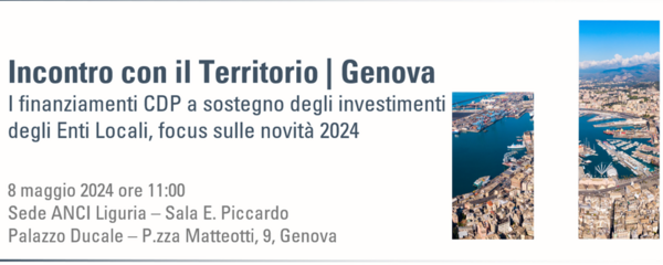 💵I finanziamenti del @GruppoCDP a sostegno degli investimenti degli enti locali 🗓evento a Genova l'8 maggio 🔎focus sulle novità 2023/24 (Prestito Green e Prestito Investimenti PNRR) e sul servizio e anticipazione di Tesoreria. Programma e iscrizioni ℹ️ anciliguria.it/newsbox/i-fina…