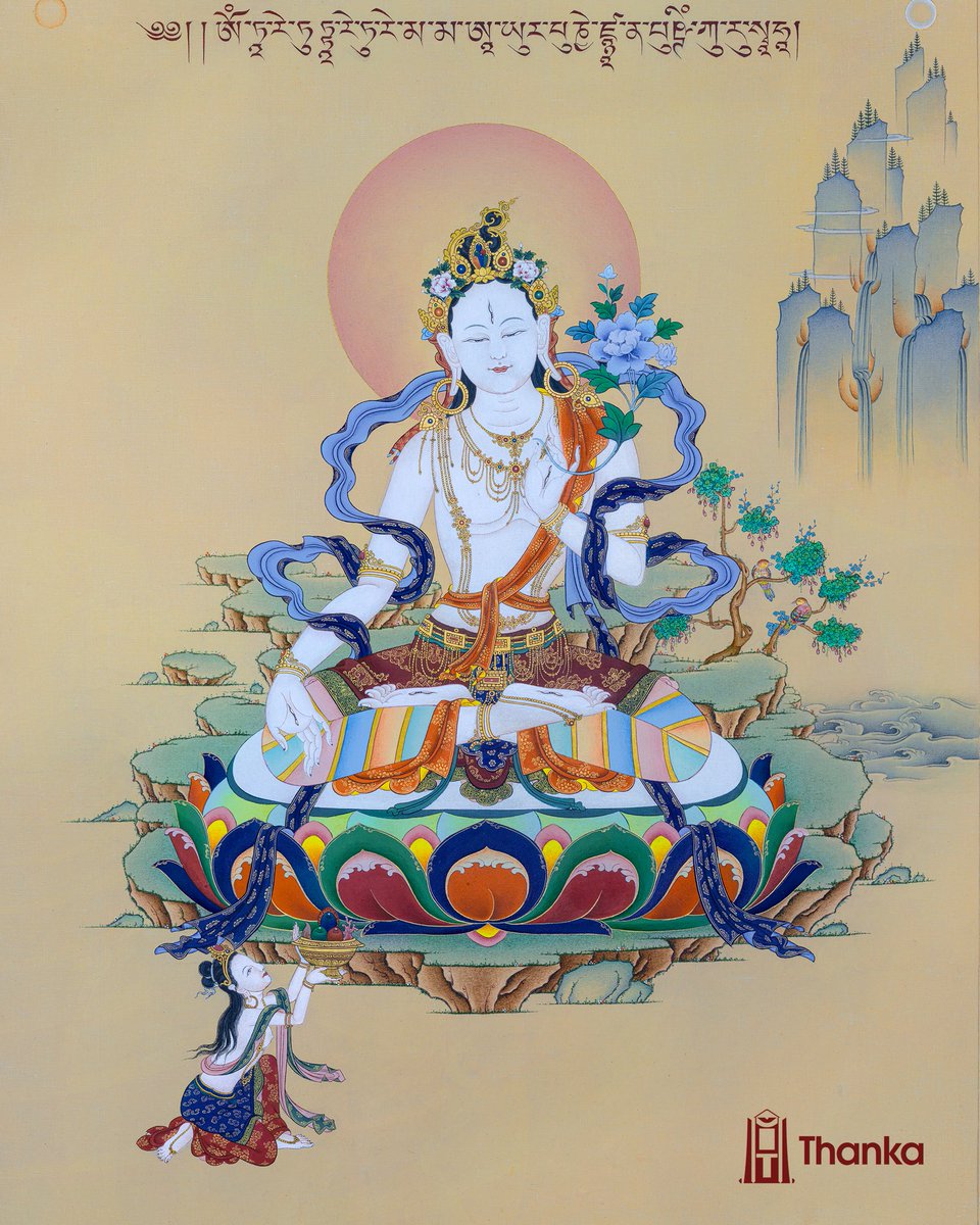 𝐖𝐡𝐢𝐭𝐞 𝐓𝐚𝐫𝐚

In Tibetan Buddhism, White Tara is a female bodhisattva who represents compassion, healing, and long life.

#whitetara #buddhism #foryou #deityoflove #compassion #handpainted #bodhisatva #enlightenment #thangkaart #peaceful #enlightenmentart #thangkanepal
