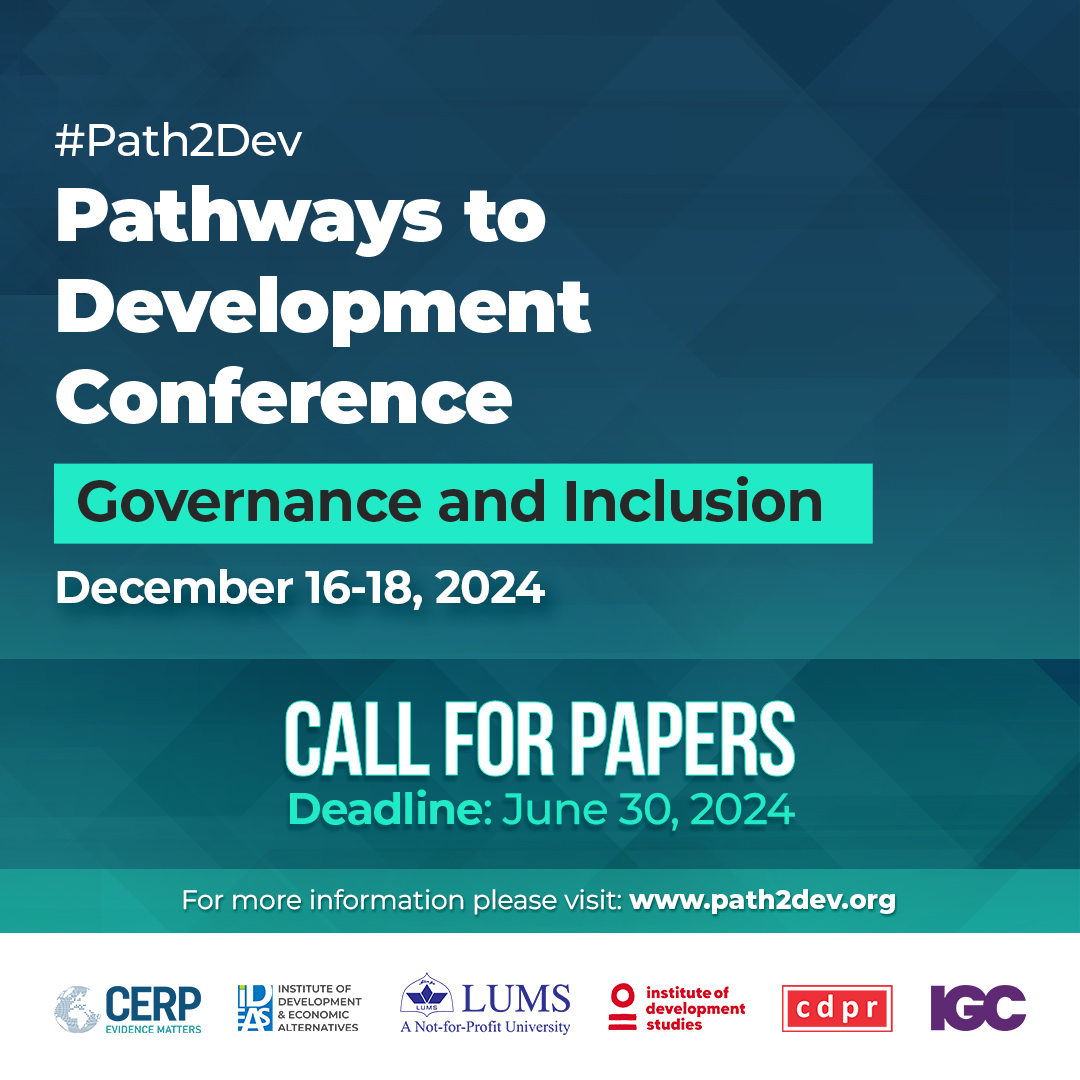 We are excited to announce that the Call for Papers is now open for Pathways to Development Conference, 2024! The theme for this year is Governance and Inclusion.    

Submission deadline is June 30, 2024. Read full CFP here: bit.ly/3y18Cju

#Path2Dev