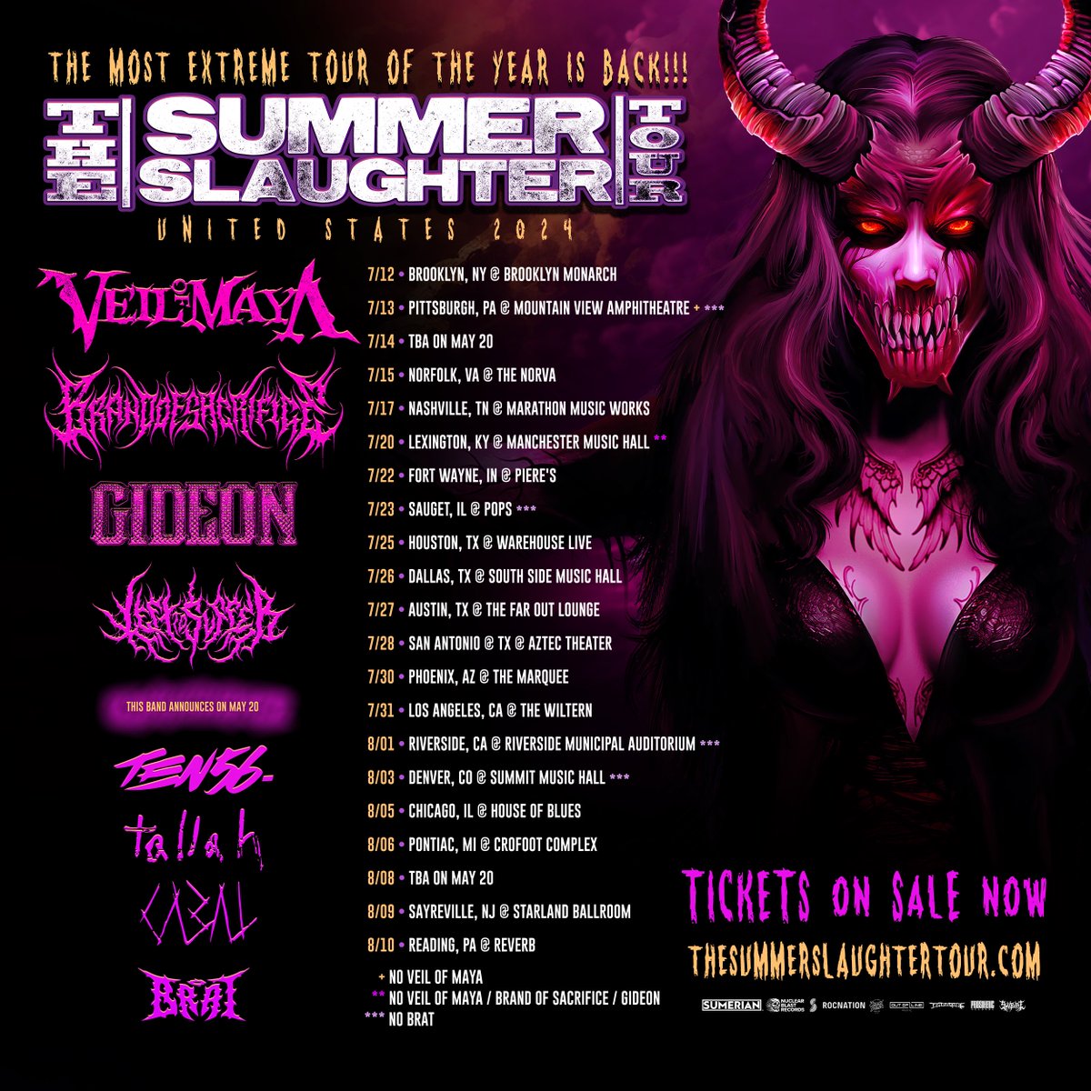 Tickets for @summerslaughter are on sale NOW 🖖