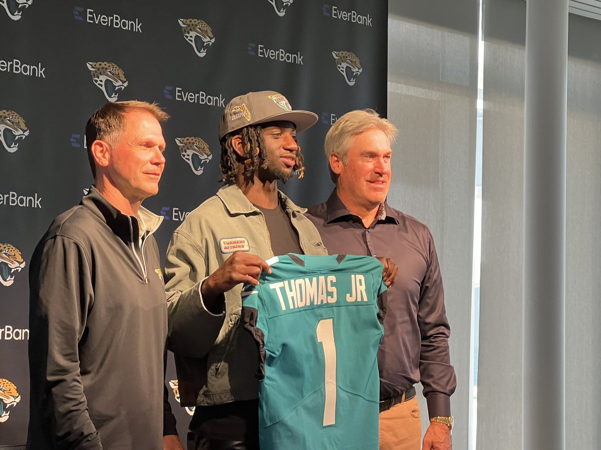 WR Brian Thomas Jr. with Trent Baalke and Doug Pederson #Jaguars #DUUUVAL