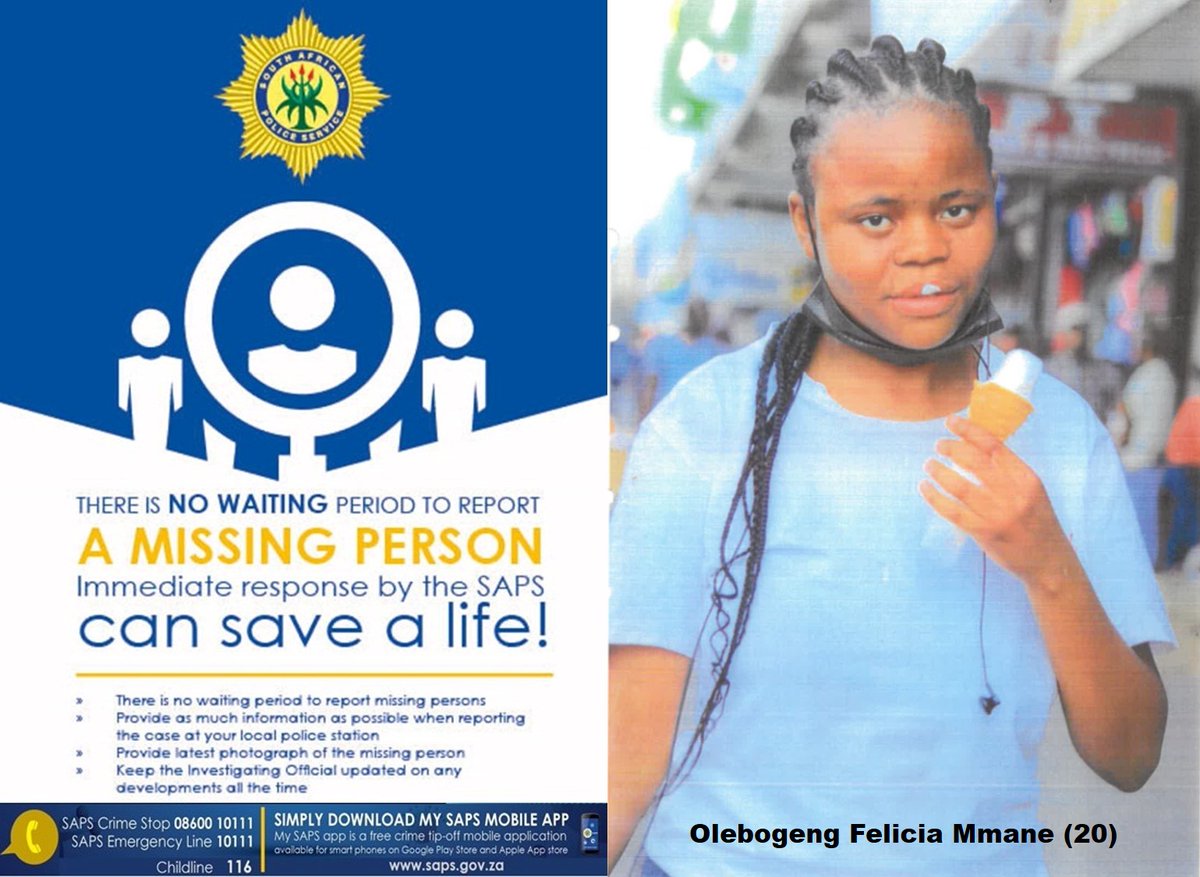 Phokeng Police search for a missing person  buff.ly/44lCofc

#ArriveAlive #MissingPerson @SAPoliceService