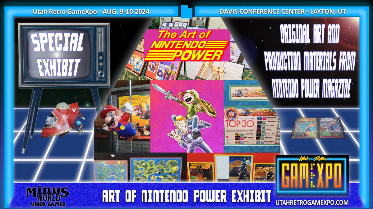 We are excited to announce the Art of Nintendo Power Exhibit @ArtofNP will be on display at the Utah Retro GameXpo. Get your tickets here: utahretrogamexpo.com/event-passes #UtahRetroGameXpo #URGX #gamingexpo #retrogaming