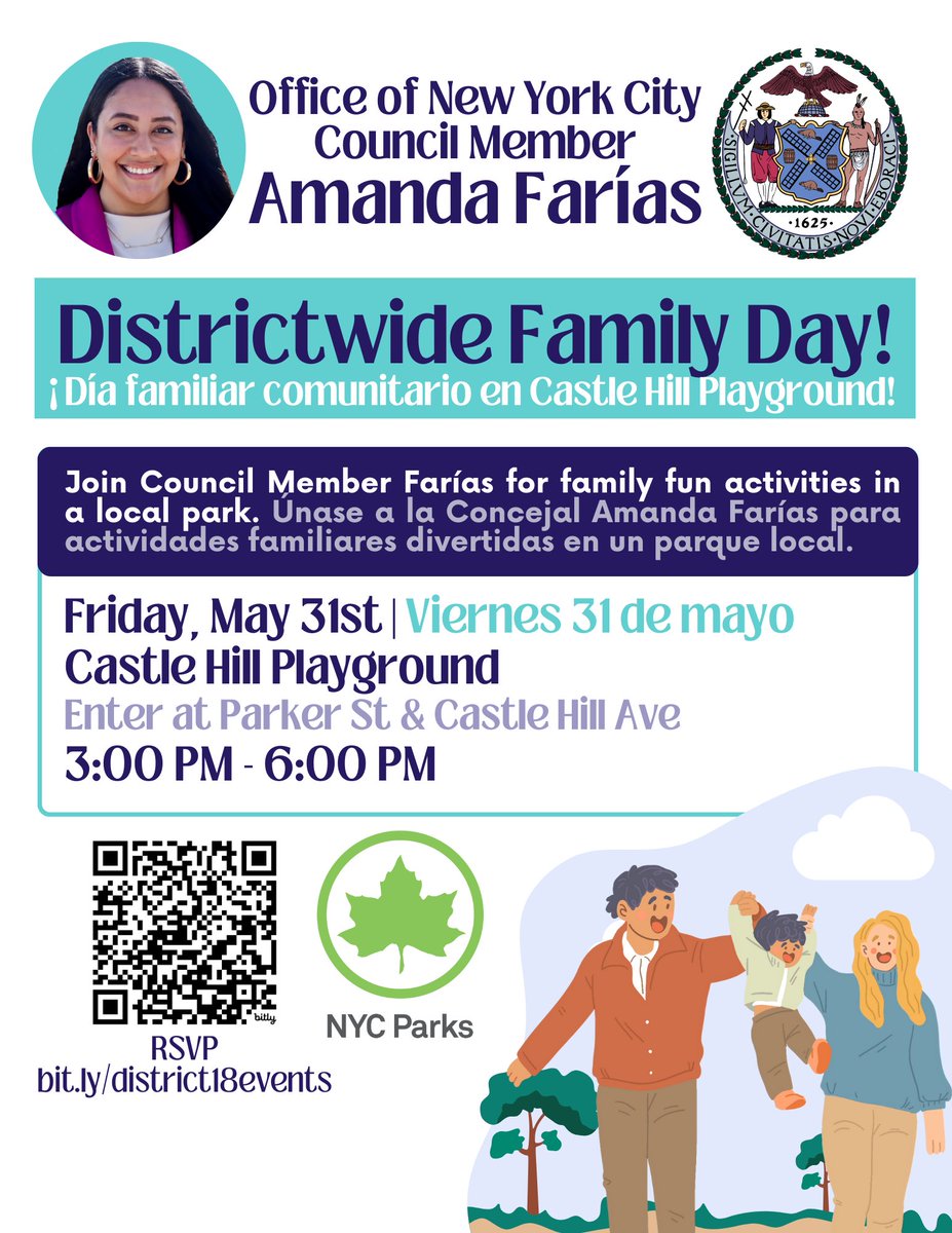 Join us on Friday, May 31st to celebrate the end of the school year with a park #FamilyDay! We will have plenty of free family-friendly activities and vendors for all to enjoy. Please use the link in my bio to RSVP and I hope to see you there!