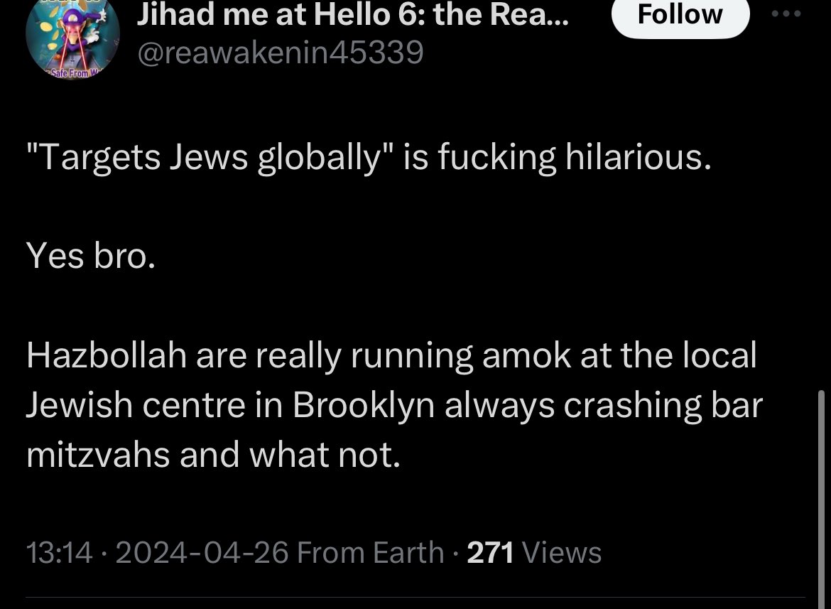 Hezbollah literally bombed a Jewish community centre in Argentina killing 85 civilians and injuring 300 others. This generation is so cooked