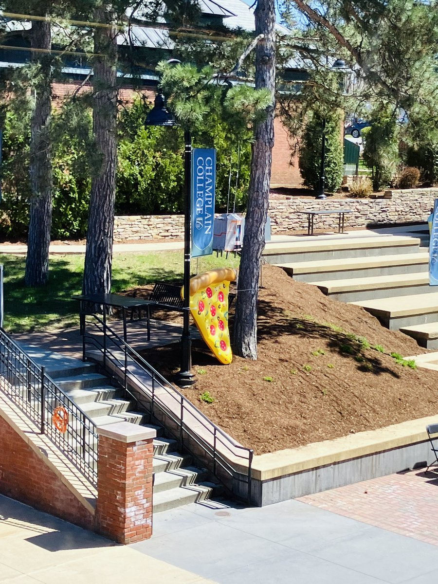 Is it just me, or does the inflatable slice of pizza in the campus courtyard look kinda … lonely?
