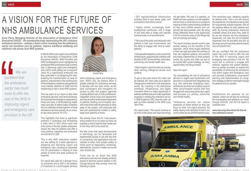 A vision for the future of NHS #ambulance services: @AACE_org's managing director @AnnaParry12 tells Public @SectorFocus how the sector can transform care for patients, improve workforce #wellbeing and rebalance risk across local #NHS systems. 👉 flickread.com/edition/html/i…
