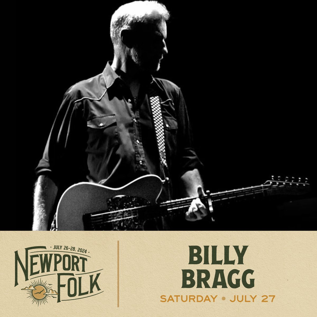 📢 @billybragg is returning to the Fort this summer! Billy asked @newportfestsorg to provide a grant to @JailGuitarDoors, which visits prisons, jails, & juvenile detention facilities all around America to donate guitars and teach imprisoned human beings to create original songs.