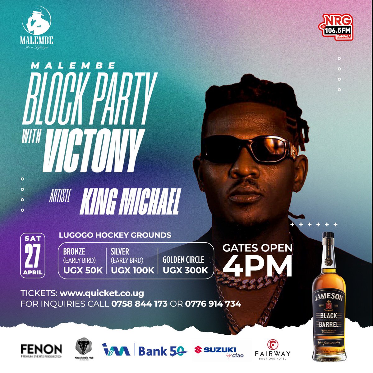 ONLY Uganda’s FINEST Performers — KING MICHAEL

#VictonyBlockParty 🇺🇬✨

The Malembe Block Party ft @vict0ny ✨
 
27/04 | Lugogo Hockey Grounds

In partnership with @NzouMedia @nrgradioug
 
Get your tickets now! (🔗 in bio)

~ #EnjoyResponsibly #MalembeLifestyle #ItsaLifestyle ✨