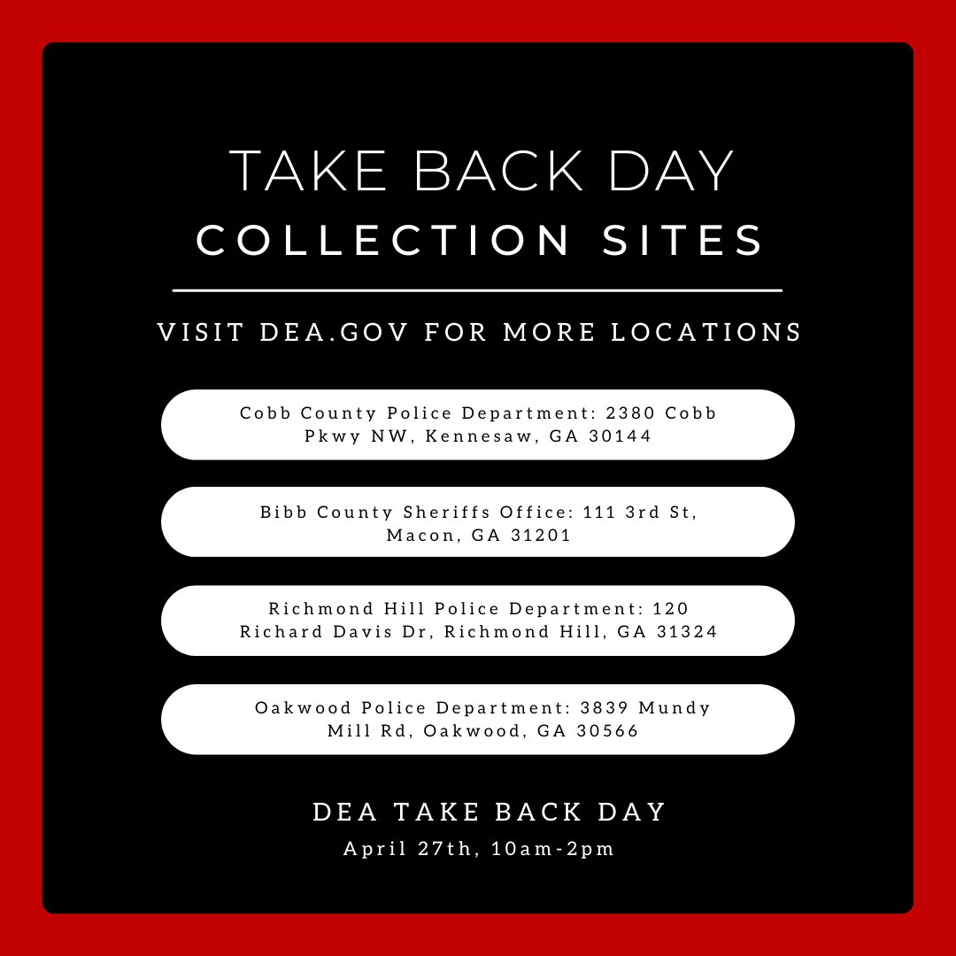 DEA Take Back day is TOMORROW❗

Find a collection site near you by visiting dea.gov/takebackday today.

#prevention  #takebackday