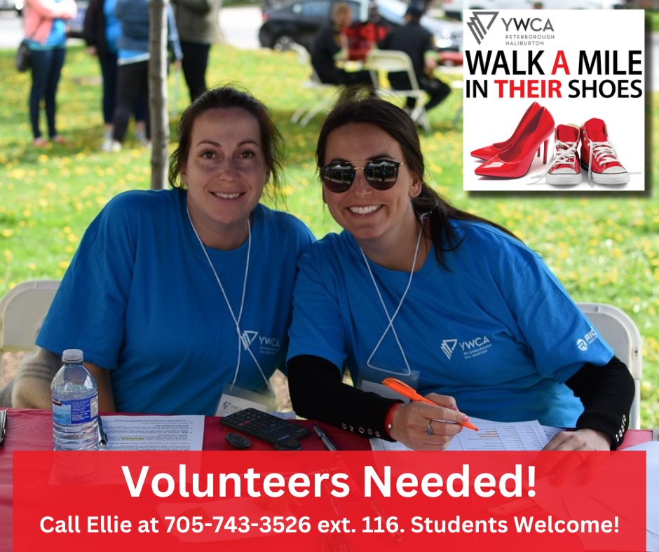 Looking for volunteer hours? Come help out at Walk A Mile In Their Shoes! Please contact Ellie at 705-743-3526 ext. 116, or visit our Volunteer webpage for more details. Students welcome! ywcapeterborough.org/give/volunteer/