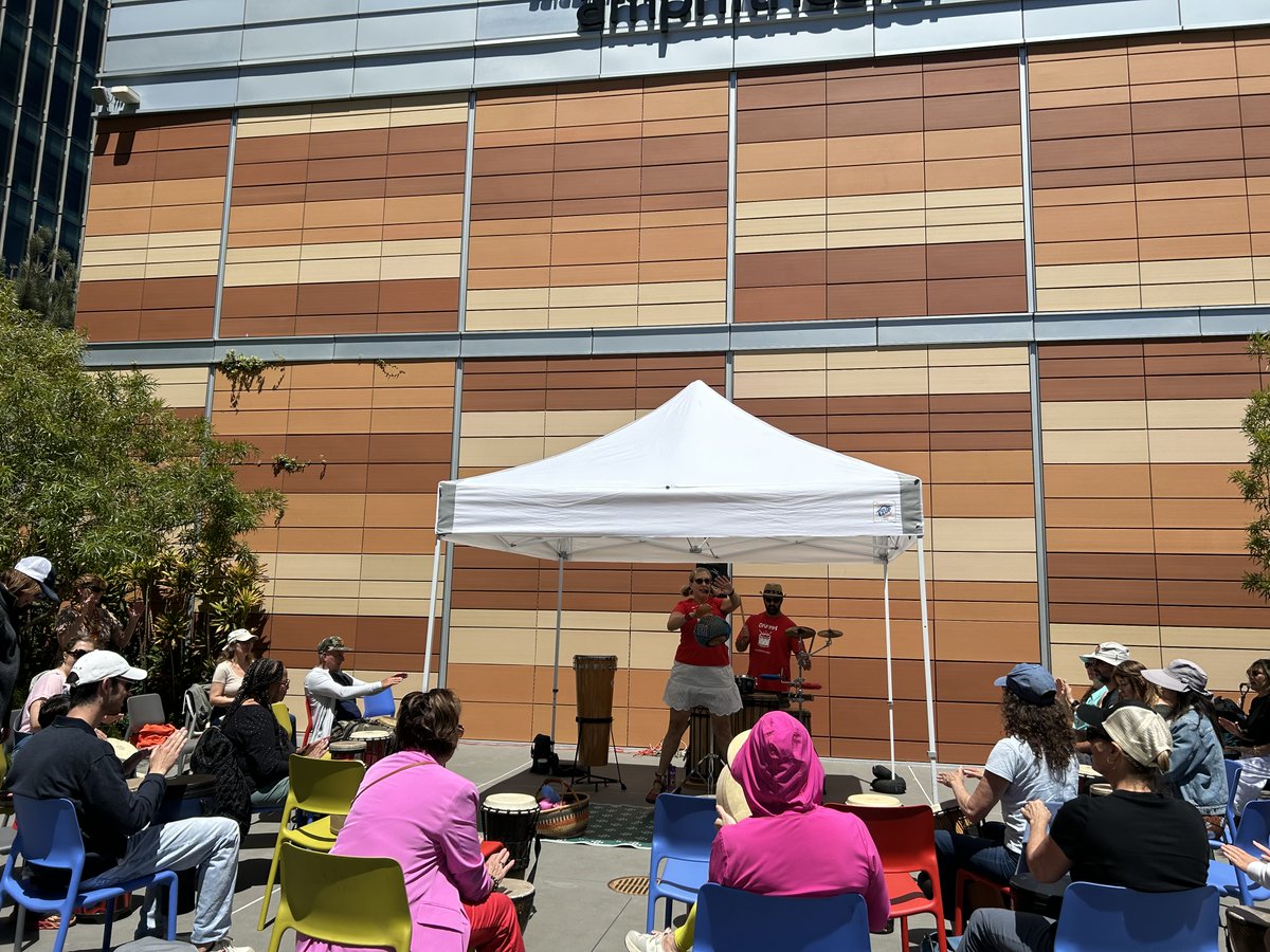 Drum Circle is back on Sunday, 4/28! 🪘 TJPA's Salesforce Park Amphitheater is the place to be every fourth Sunday, from 12 to 1:30p, to enjoy a group drumming session with DRUMMM Rhythmic Events!
