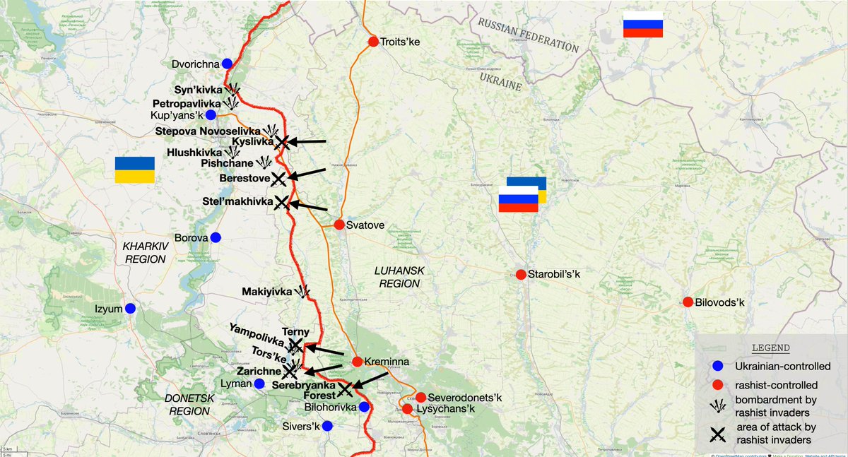 In the Kup'yans'k direction, Ukrainian defenders repelled 7 attacks by the Russian fascist invaders in the areas of Kyslivka and Berestove in Kharkiv region and Stel'makhivka in Luhansk region. 1/4