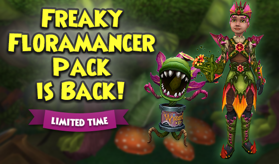 FEED ME! 🥀 Immerse yourself in the world of botany with the perilous plant items in the Freaky Floramancer Pack! You have a chance to get plant monster mounts, flytrap pets, floramancer outfits, and much more! wizard101.com/game/eerie-apr… #Wizard101