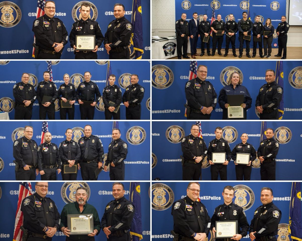 Please join us in congratulating all of our officers, dispatchers, crime analyst, and a Shawnee citizen who were honored at the Shawnee Police Department's annual award ceremony. They were recognized for their life-saving actions and outstanding investigative work.